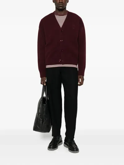 Ami Alexandre Mattiussi Ami Paris Cardigan Ami De Coeur Cherry Color In Wool And Cashmere Men In Burgundy