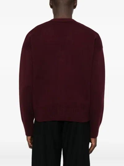 Ami Alexandre Mattiussi Ami Paris Cardigan Ami De Coeur Cherry Color In Wool And Cashmere Men In Burgundy