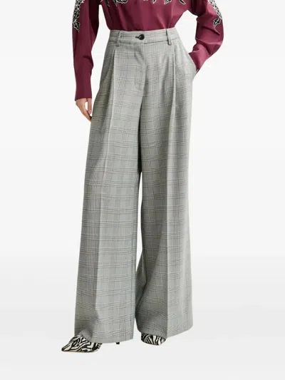 Essentiel Antwerp Checked Grey And Black Wide-leg Pants In Gray