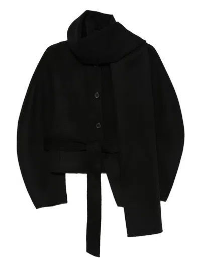 P.a.r.o.s.h Button-fastening Belted Jacket In Black