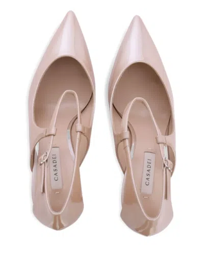 Casadei 100mm Samurai Julia Cut-out Ankle-strap Pumps In Neutral