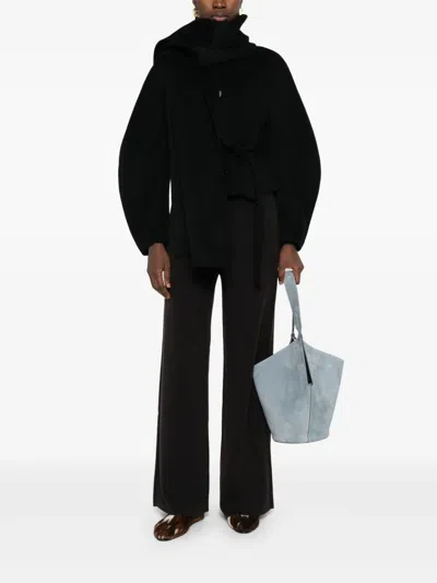 P.a.r.o.s.h Button-fastening Belted Jacket In Black