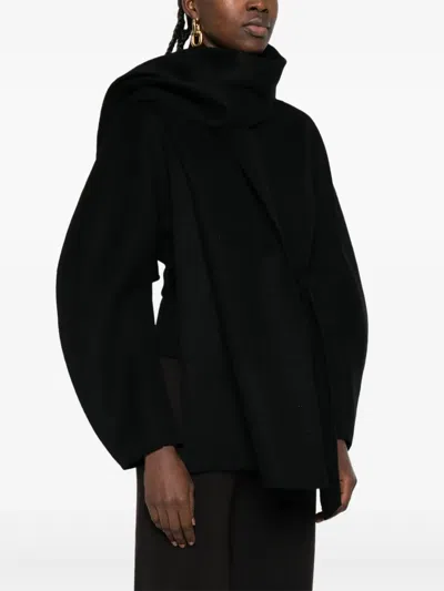 P.a.r.o.s.h Button-fastening Belted Jacket In Black