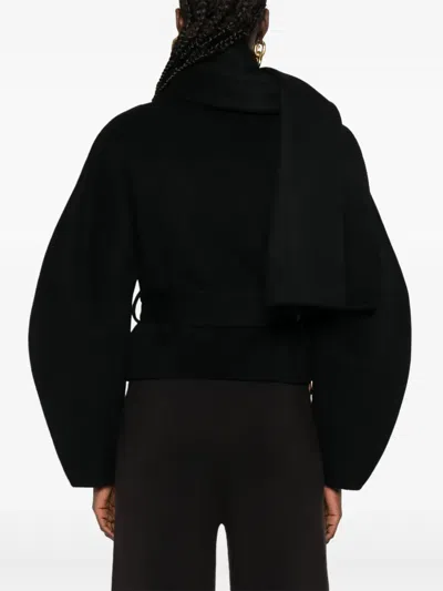 P.a.r.o.s.h Button-fastening Belted Jacket In Black