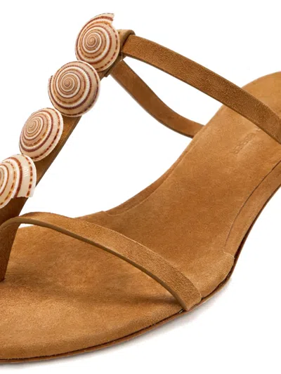 Christopher Esber Sundial Seashell Leather Kitten Heels In Brown