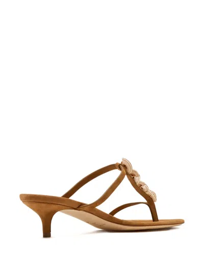 Christopher Esber Sundial Seashell Leather Kitten Heels In Brown