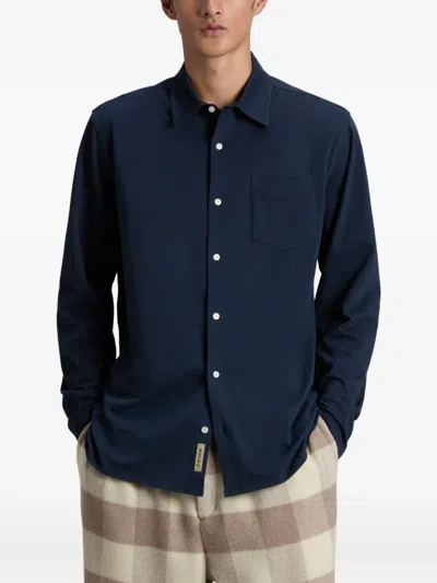 Woolrich Chest-pocket Jersey Shirt In Blue