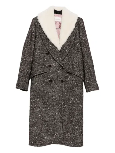 Dorothee Schumacher Wool-mix Coat With Removable Faux Fur Collar In Gray