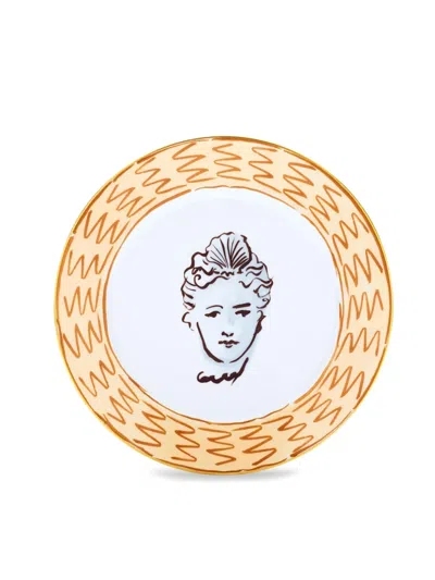 Ginori 1735 Il Viaggio Di Nettuno Head-motif Zigzag-pattern Plate In Multi