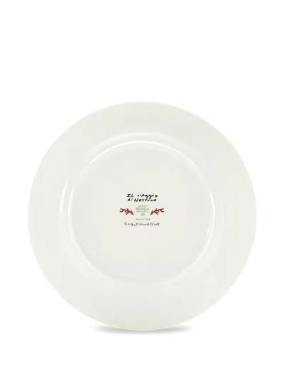 Ginori 1735 Il Viaggio Di Nettuno Head-motif Zigzag-pattern Plate In Multi