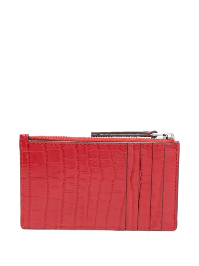 Tory Burch Embossed Zip-around Wallet In Red