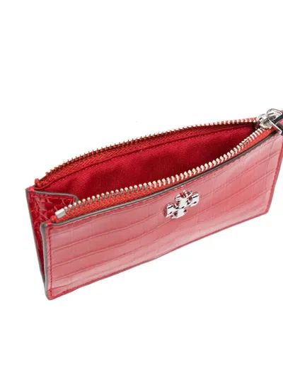 Tory Burch Embossed Zip-around Wallet In Red