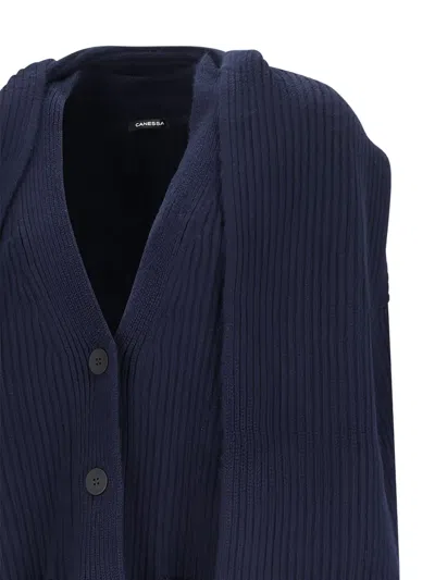 Canessa Ribbed Cardigan In Blue