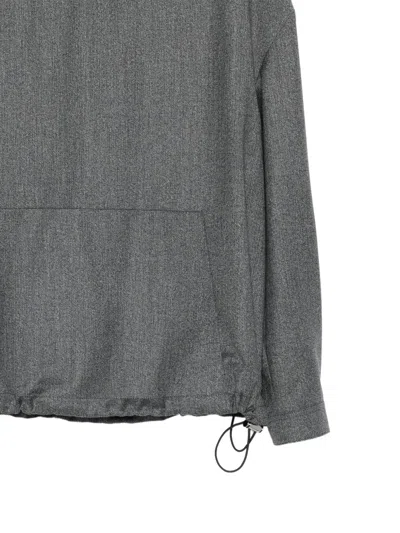 Giorgio Armani Drawstring Pocket Wool Sweathsirt In Gray