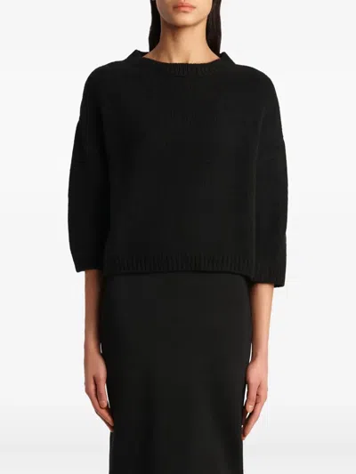 Khaite Davin Short Sleeve Cashmere Sweater In Black