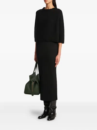 Khaite Davin Short Sleeve Cashmere Sweater In Black