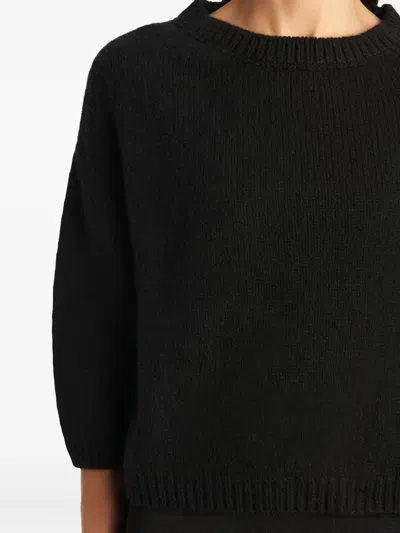 Khaite Davin Short Sleeve Cashmere Sweater In Black