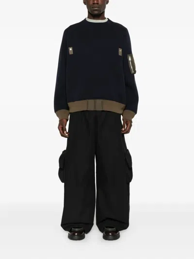 Sacai Men's Sponge Sweat Pullover In Blue