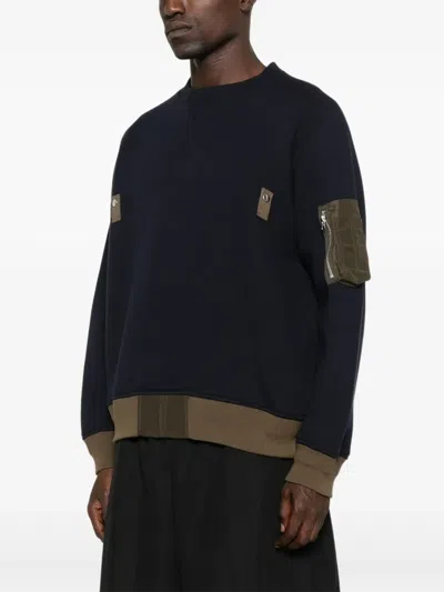 Sacai Men's Sponge Sweat Pullover In Blue