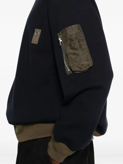 Sacai Men's Sponge Sweat Pullover In Blue