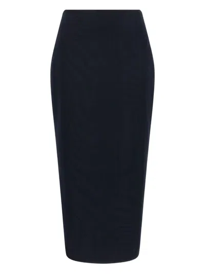 Blazé Milano Blaze Milano Maine Sussex Longuette Wool Midi Skirt In Blue
