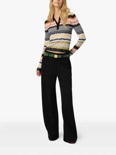 Missoni Long Sleeve Polo With Revisited Chevron Pattern In Multi