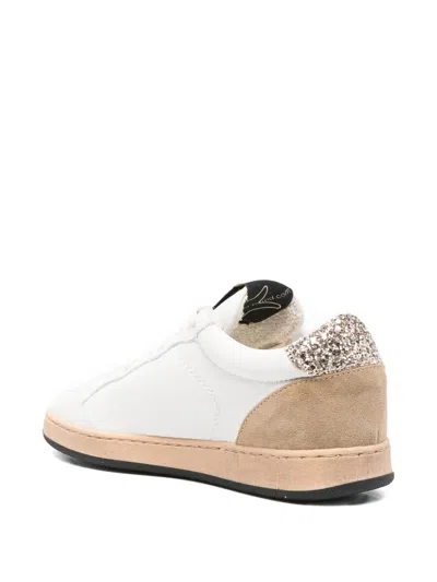 Ama Brand Glitter-panel Star Sneakers In White