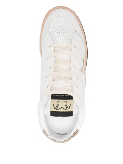 Ama Brand Glitter-panel Star Sneakers In White
