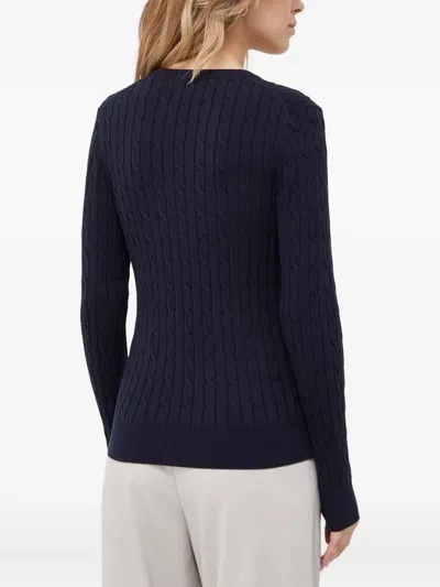 Gant Cable-knit V-neck Sweater In Blue