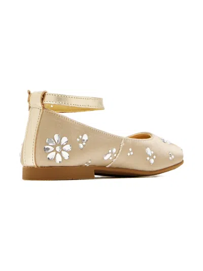 晶饰裹踝带芭蕾平底鞋