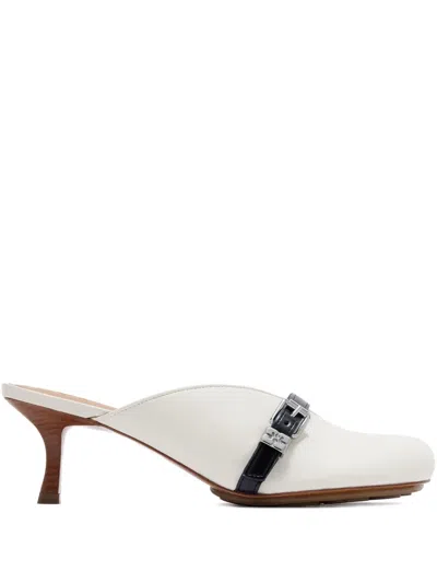 Ganni Off-white Sue Mule Heels In White