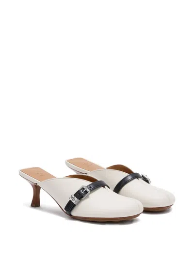 Ganni Off-white Sue Mule Heels In White
