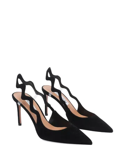 Aquazzura Leather Pointed Toe Stiletto Heel Mules In Black