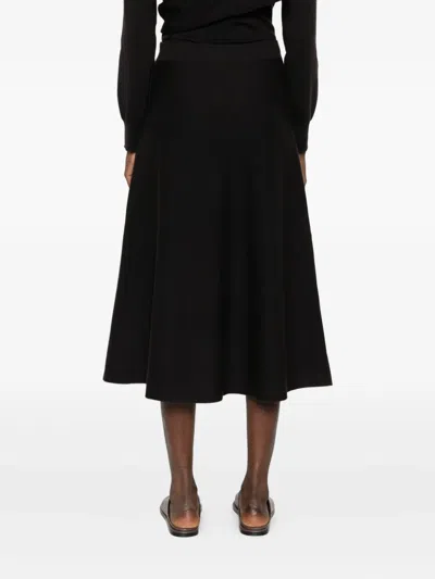 P.a.r.o.s.h Elastic-waist Flared Midi Skirt In Black