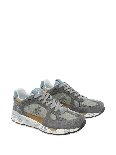 Premiata Dynamic Grey Sneakers With Textured Panels In Gray