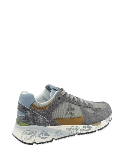 Premiata Dynamic Grey Sneakers With Textured Panels In Gray