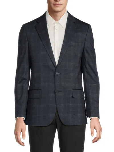 Original Penguin Men's Plaid Stretch Two-button Sport Coat In Blue