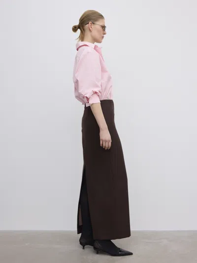 House Of Dagmar Pencil Maxi Skirt In Chocolate Brown In Burgundy