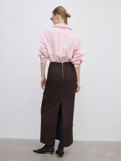 House Of Dagmar Pencil Maxi Skirt In Chocolate Brown In Burgundy