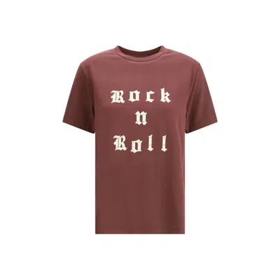 Zadig & Voltaire Crewneck Graphic Print Rock N Roll Beaded Top In Burgundy