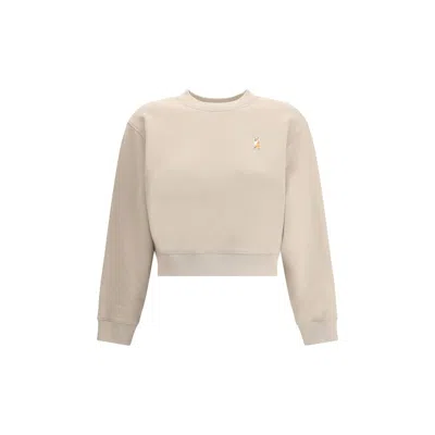 Maison Kitsuné Knitwear With Ribbed Cuffs And Crew Neck In Neutral