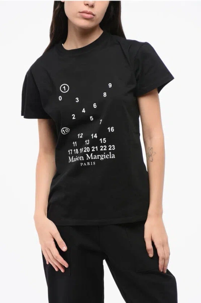 Maison Margiela Mm1 Mm10 Cotton Crew-neck T-shirt With Contrasting Monogram In Black