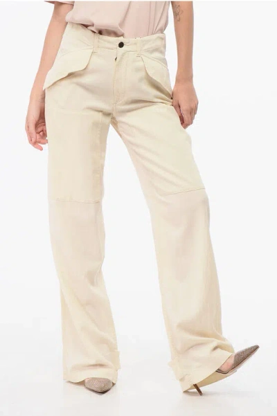 Etro Wide Leg Nina Virgin Wool Pants In Neutral