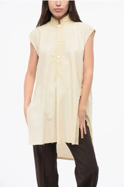 Quira Sleeveless Vintage Effect Oversized Shirt In Neutral