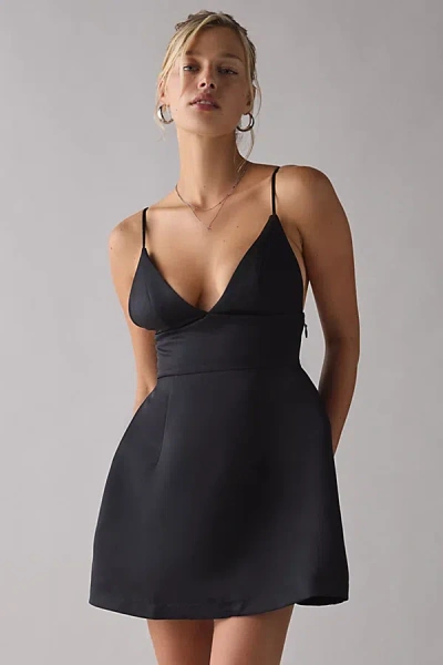 Kimchi Blue Petit Fours Fit-and-flare Satin Mini Dress In Black, Women's At Urban Outfitters In Animal Print