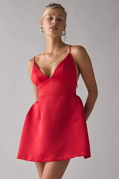 Kimchi Blue Petit Fours Fit-and-flare Satin Mini Dress In Red, Women's At Urban Outfitters In Multi