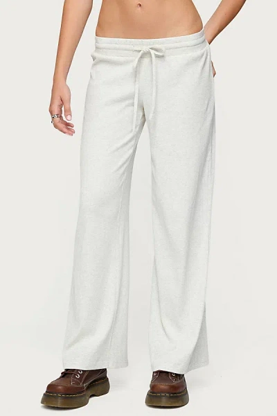 Edikted Cicilia Straight Leg Ribbed Pants In White
