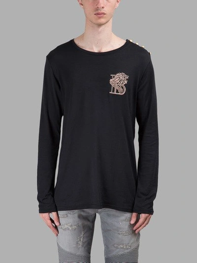 Balmain Slim-fit Embroidered Cotton-jersey T-shirt In Black