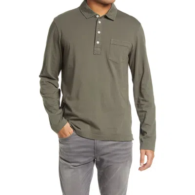 Billy Reid Pensacola Long Sleeve Organic Cotton Pocket Polo In Green