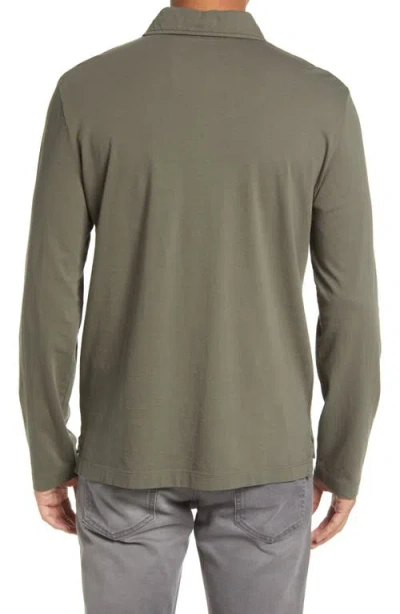 Billy Reid Pensacola Long Sleeve Organic Cotton Pocket Polo In Green